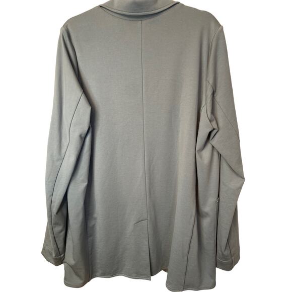 Athleta Eastbound Blazer Jacket Size 14 Gray Blue Open Front Pockets Travel - Picture 4 of 4